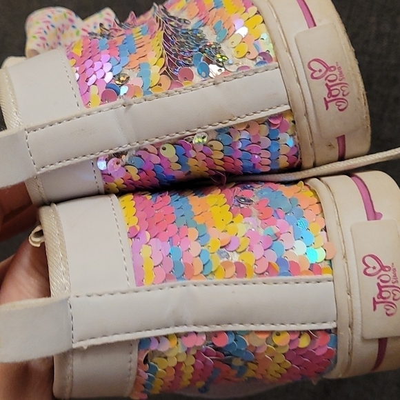 Jojo Siwa sequins sz 2 high top shoes sprinkle bows sneakers - Picture 2 of 4